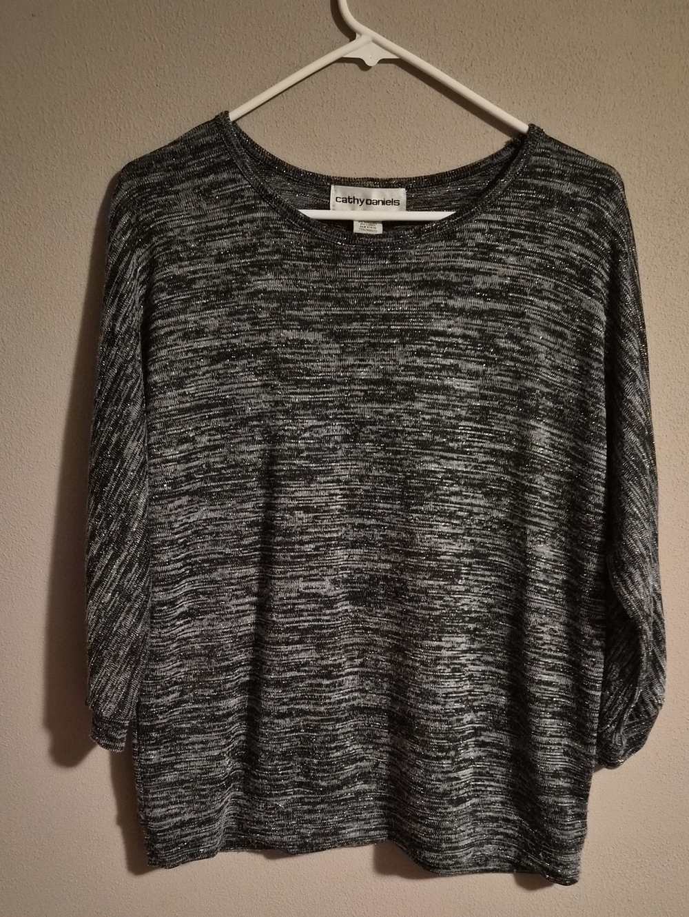 Cathy Daniels Black Marled Scoop Neck Sweater